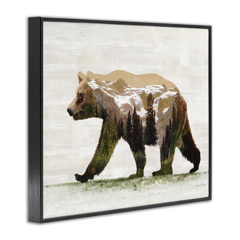 Art à giclée sur bois à motif d'ours par Amber Sterling, H 11 po x l 14 po, Giclée encadrée noir minuit