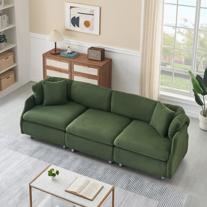 Canapé avec coussins l 95,3 po, Vert Teddy
