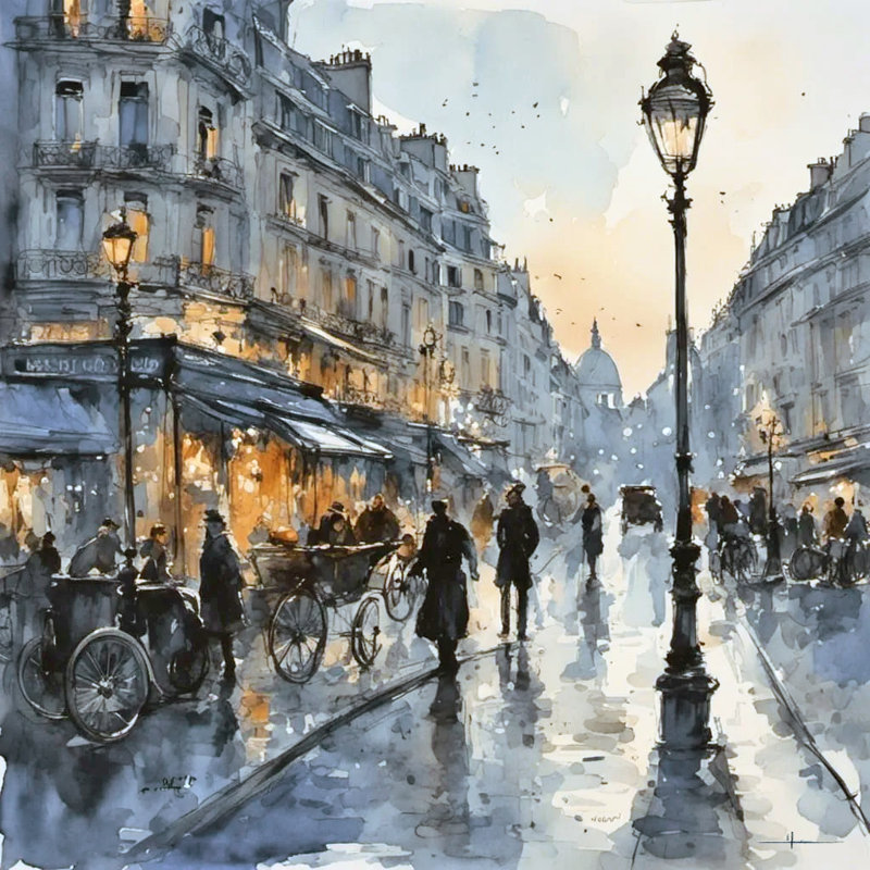 Art mural sur toile Parisian Evening Glow, H 20 po x l 20 po x P 1,5 po