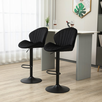 Ensemble de 2 tabourets de bar réglables avec dossier et repose-pieds, idéal pour la cuisine et le pub