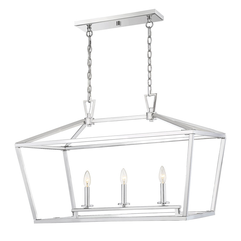 Luminaire suspendu linéaire à 3 lumières pour îlot de cuisine Hastings, Nickel poli