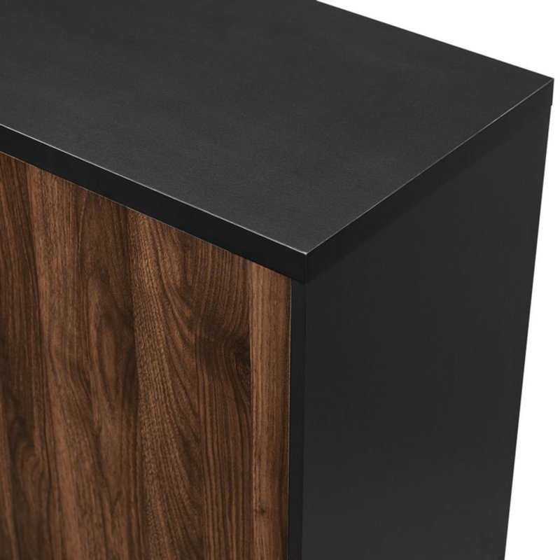 Scylla Unfinished Sideboard with Fireplace Included, Solid Black/Dark Walnut