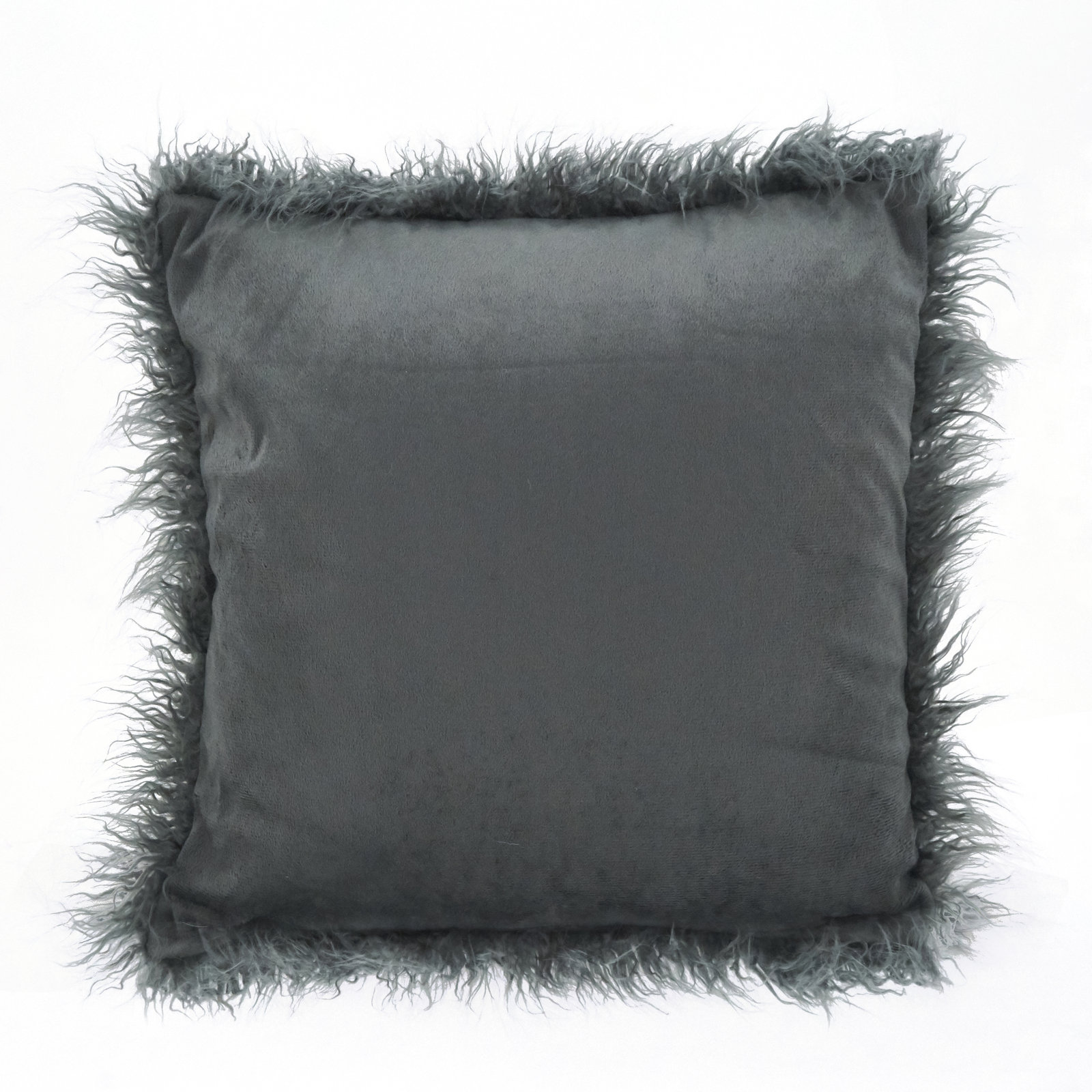 Faux Mongolian Collection Throw Pillow, Slate, 22"H x 22"W