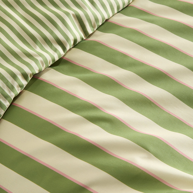Bold Stripe Cotton Blend Striped Duvet Cover Set, Single Bed (140 x200 cm)