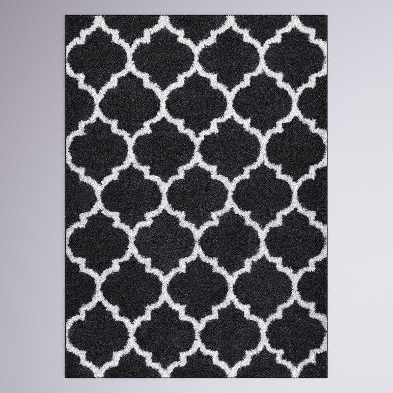 Tapis gris foncé / blanc Jasmyn, Rectangle 8 pi 9 po x 12 pi 2 po