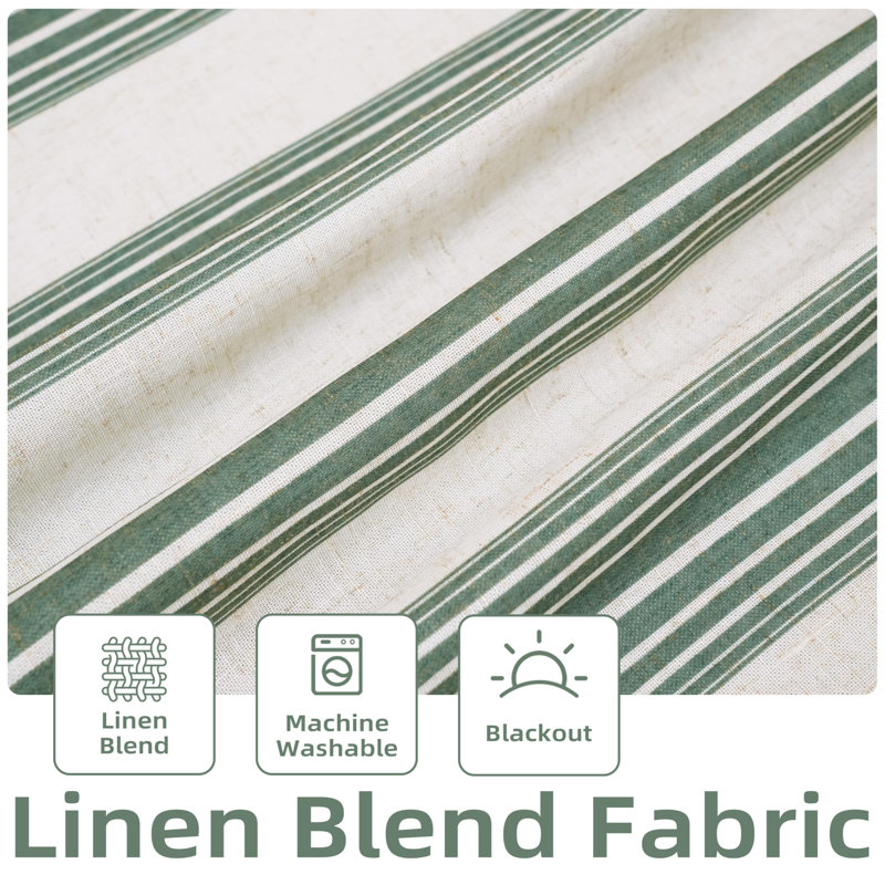 Akhill Striped Tailored Window Valance, 52" W x 14" L, Loden Green