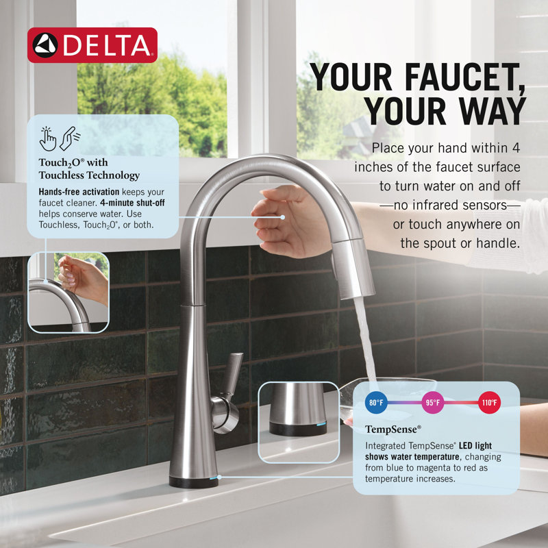 Monrovia Touchless Bar Faucet with Touch Technology, Lumicoat  Arctic Stainless