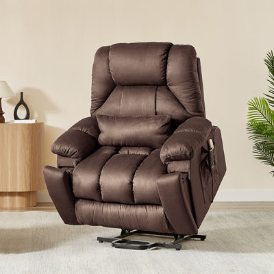 40.1" W Microsuede Oversize Dual Motor Power Lift Recliner Chair With Massage And Heating