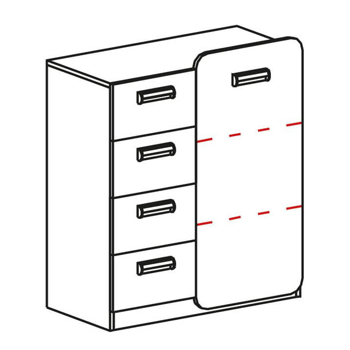 Ofir Rectangle Accent Cabinet, White Matt/Oak Nash