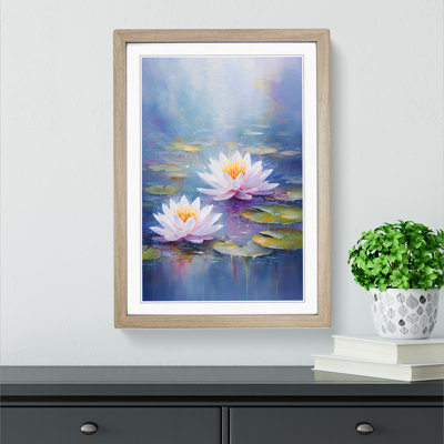 XYZ-FRM-V1223-6405 Water Lily Impressionism - Single Picture Frame Print on Wood