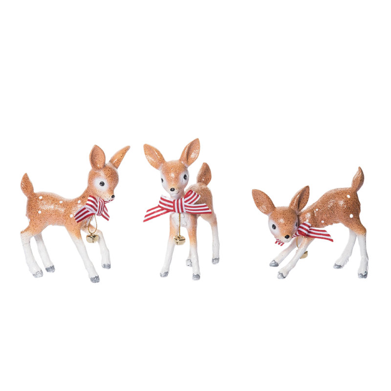  Resin Vintage Holiday Deer Figurine Set of 3 Christmas Home Decorations