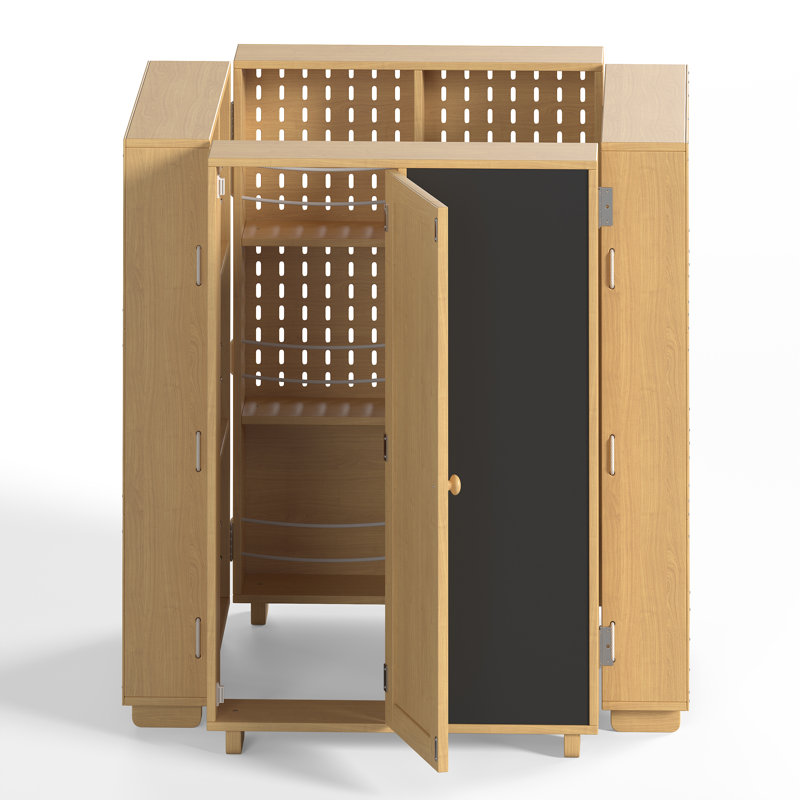 Lit mezzanine en bois Haven pour enfants avec armoire de rangement et étagère en dessous, Twin, Naturel