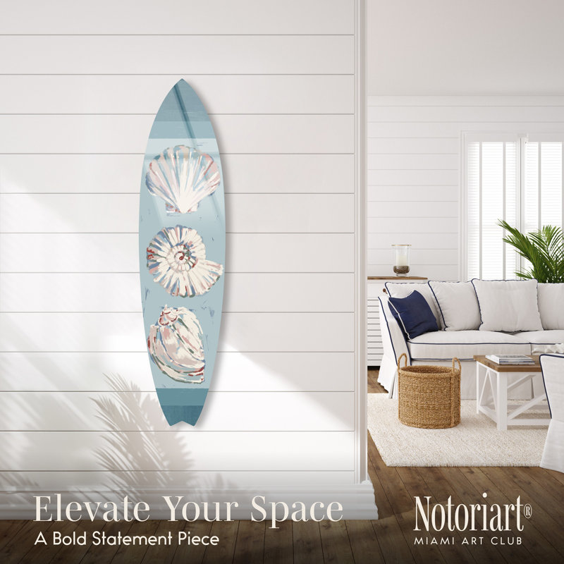 Coastal Blue and White Acrylic Surfboard Wall Art