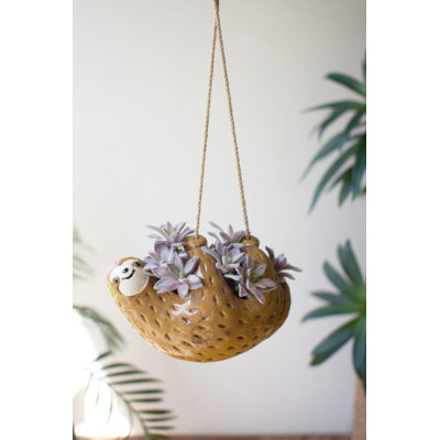  Ceramic Hanging Sloth Planter 6" H Animal Planter for Small Plants