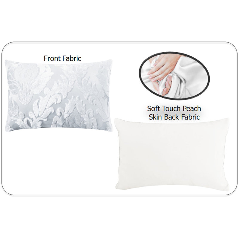 Nadia Damask White Rectangular Lumbar Cushion