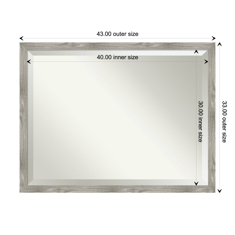 Kittery Flat Wall Mirror, 33" H x 43" W