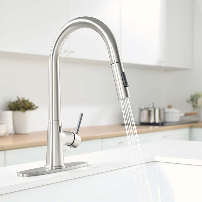 HOOSENG Pull Down Touchless Kitchen Faucet, Brushed Nickel