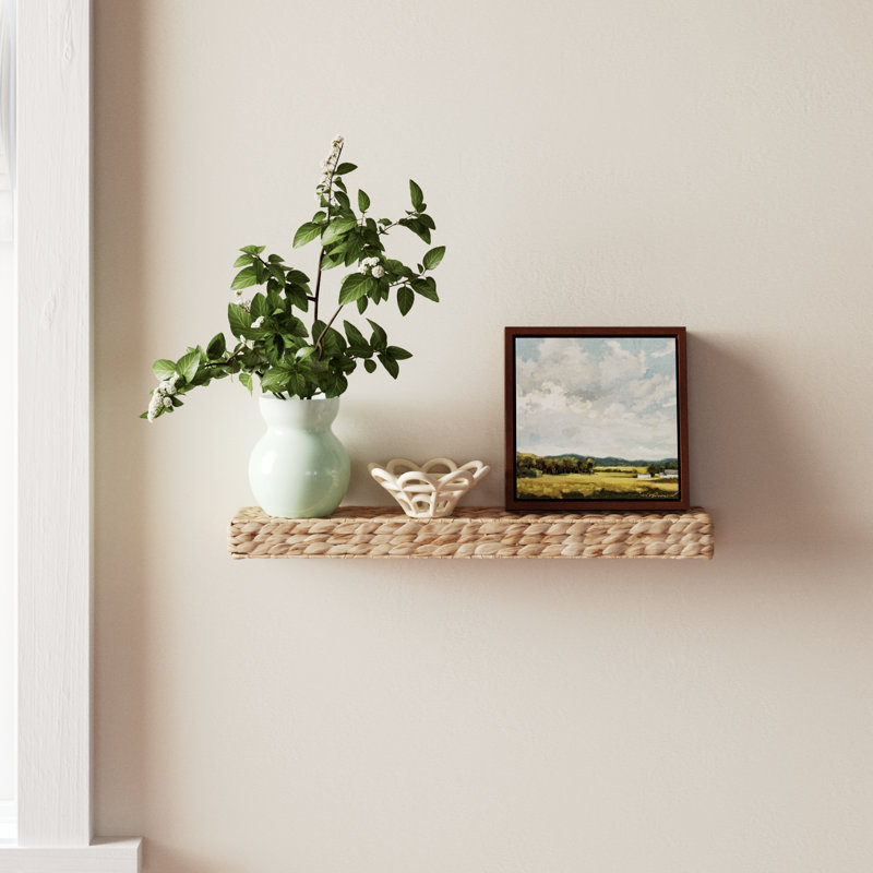 Handwoven Water Hyacinth Wall Shelf, 2" H x 23.5" W x 4.75" D, Brown