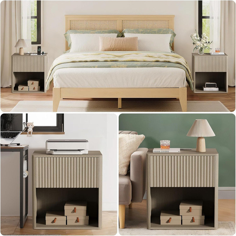 22.6cm W Manufactured Wood Bedside Table