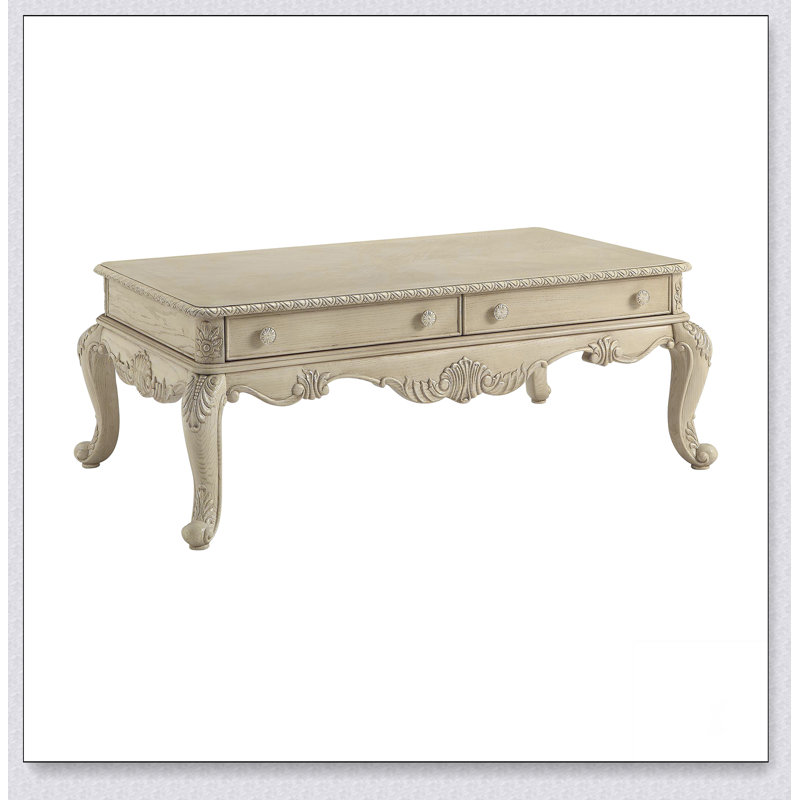 Table basse antique à 2 tiroirs avec pieds Cabriole