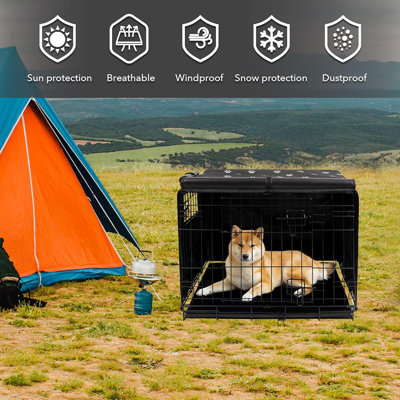 Indoor/Outdoor Dog Crate Cover – Heavy-Duty 600D Oxford Fabric, Windproof And Protective, Compatible With Wire Crates