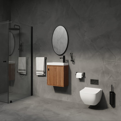 Meuble-lavabo mural 18,5 po avec lavabo intégré pour salles d'eau
