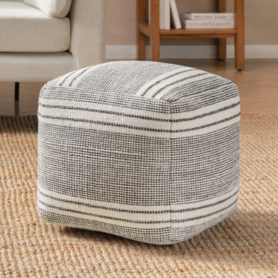 Arden 16' Chocolate and Natural Upholstered Pouf Ottoman