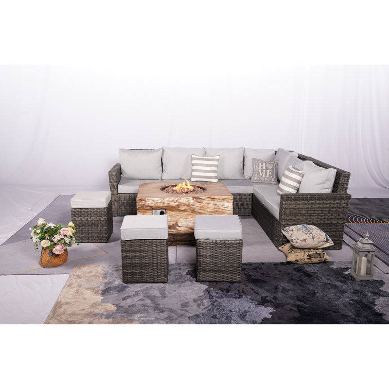 Ensemble de conversation pour 8 personnes avec coussins