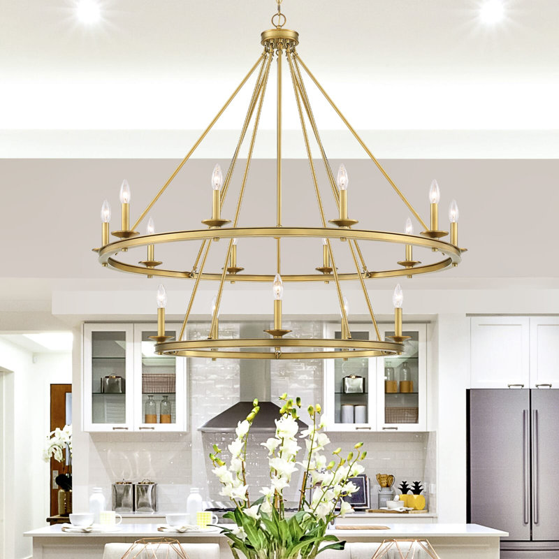Poynor 15-Light Chandelier, Laiton chaleureux