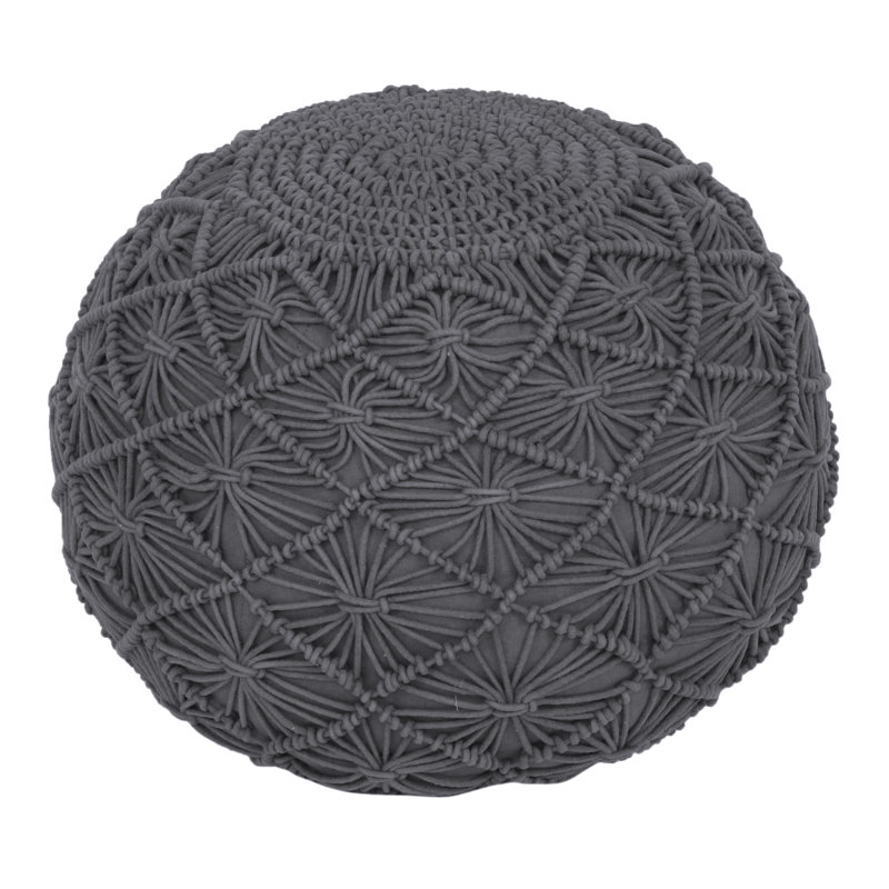 Cleek 50 cm W Cotton Round Ottoman, Grey