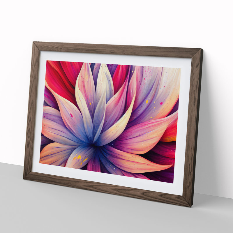 Refined Flower Splash - Single Picture Frame Painting, 25cm H x 34cm W x 2cm D, Walnut Framed