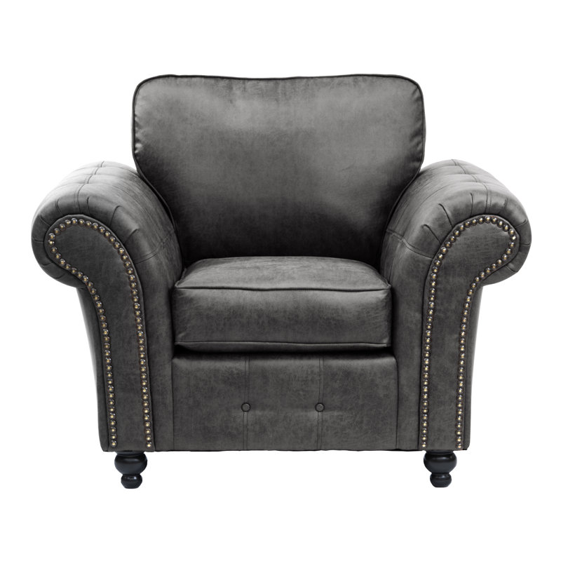 Bodnar Faux Leather Armchair, Black