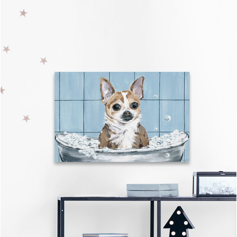 Bath Time Pawesome - Wrapped Canvas Painting, 66cm H x 101cm W x 3.81cm D