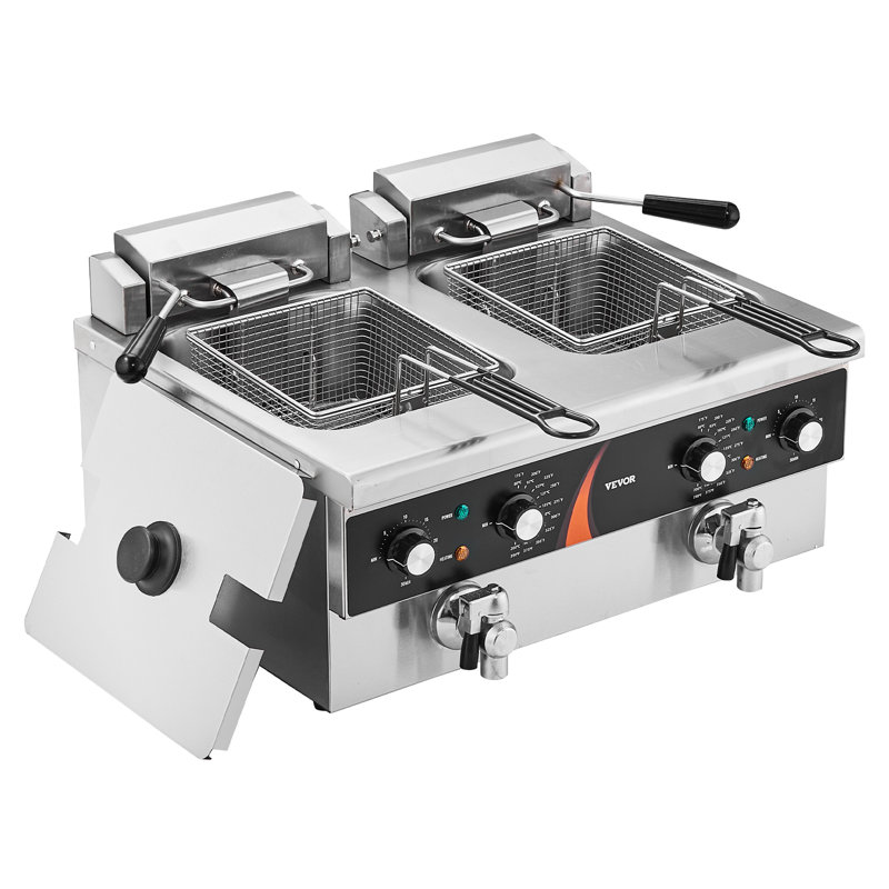 Friteuse électrique commerciale à double cuve 3500W 2 x 9 pte / 8,5 L