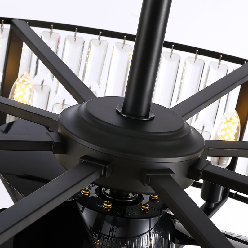 Ventilateur de plafond 35,4 po en cristal avec ensemble d'éclairage et télécommande