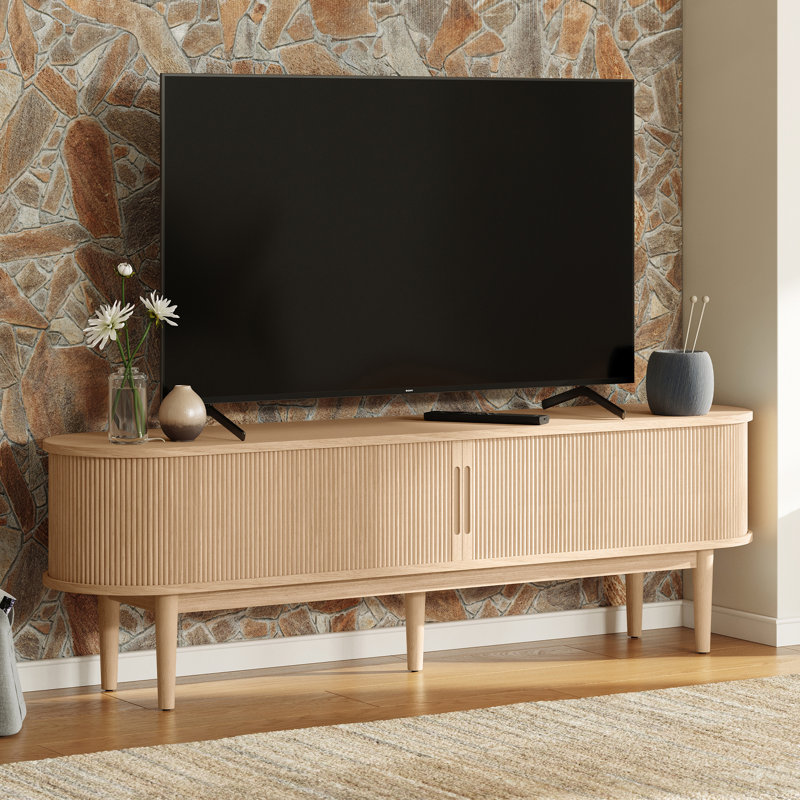 Meuble télé pour téléviseur de 65 po ou moins Leathia, Bois de chêne