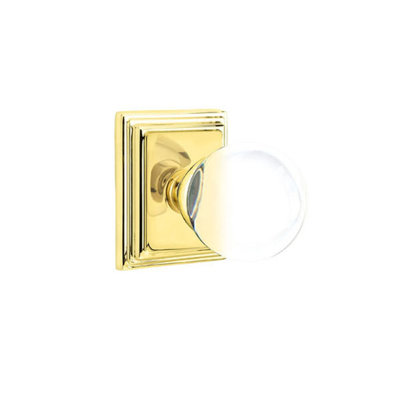 Ensemble de faux boutons Emtek avec rosette Wilshire et bouton en verre Bristol