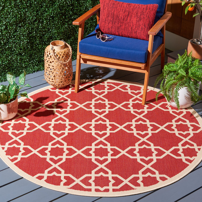 Dirks Performance Geometric Indoor/Outdoor Area Rug, Round 5'3"