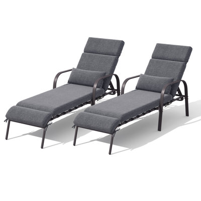Outdoor Powder Coated Steel Chaise Lounge  With Cushions