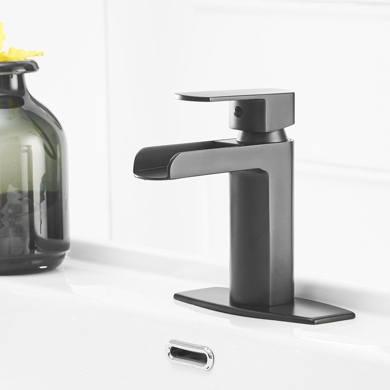 Waterfall Single Hole Bathroom Faucet Single-Handle Bathroom Sink Faucet with Water Supply Hose