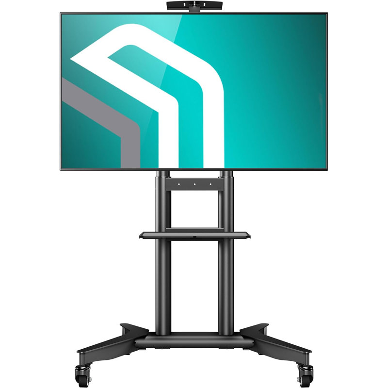 Meuble télé mobile sur roulettes avec tablette pour téléviseur de 32 à 75 pouces jusqu'à 132 lb, plateau télé Drumcullen réglable