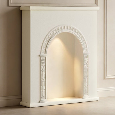 White Manufacted Wood Freestanding Fireplace