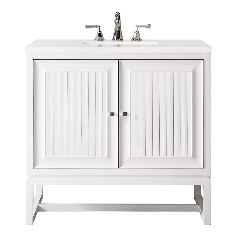 Athens 36'' W Single Vanity, Glossy White, White Zeus, 8" Widespread