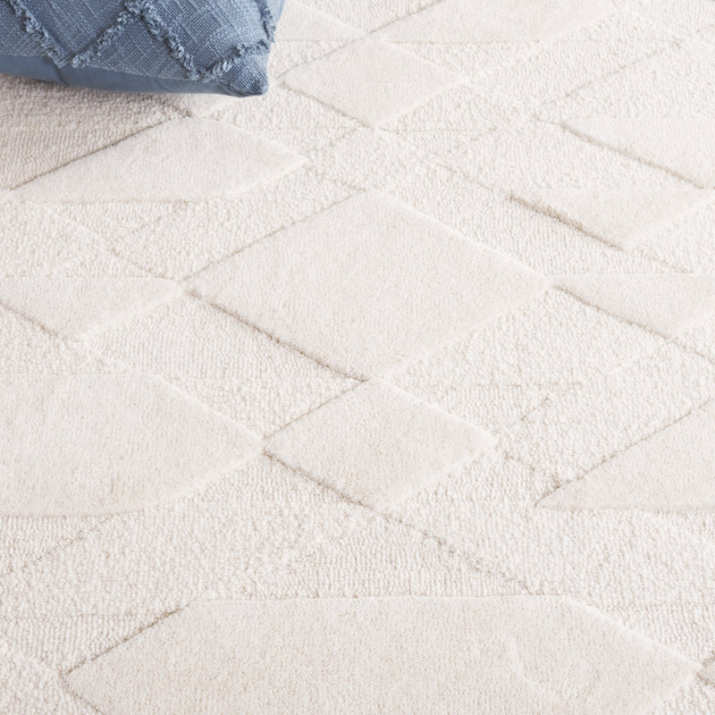 Tapis ivoire en laine / coton touffeté à la main Rodeo Drive, Rectangle 4 pi x 6 pi
