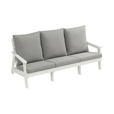 3 Seater Sofa with Cushion Wood Grain Outdoor Garden Sofa