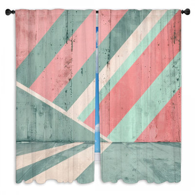 Rideaux de fenêtre à motif abstrait à rayures et rideaux contemporains - 2 panneaux