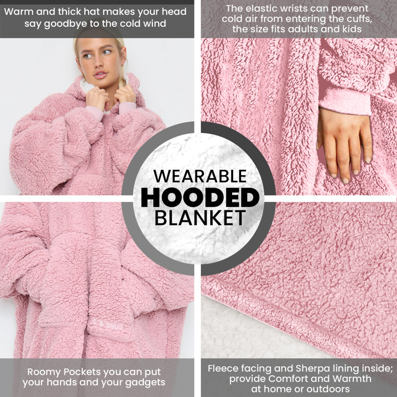  Teddy Hoodie (Compress) (1 Size), Pink