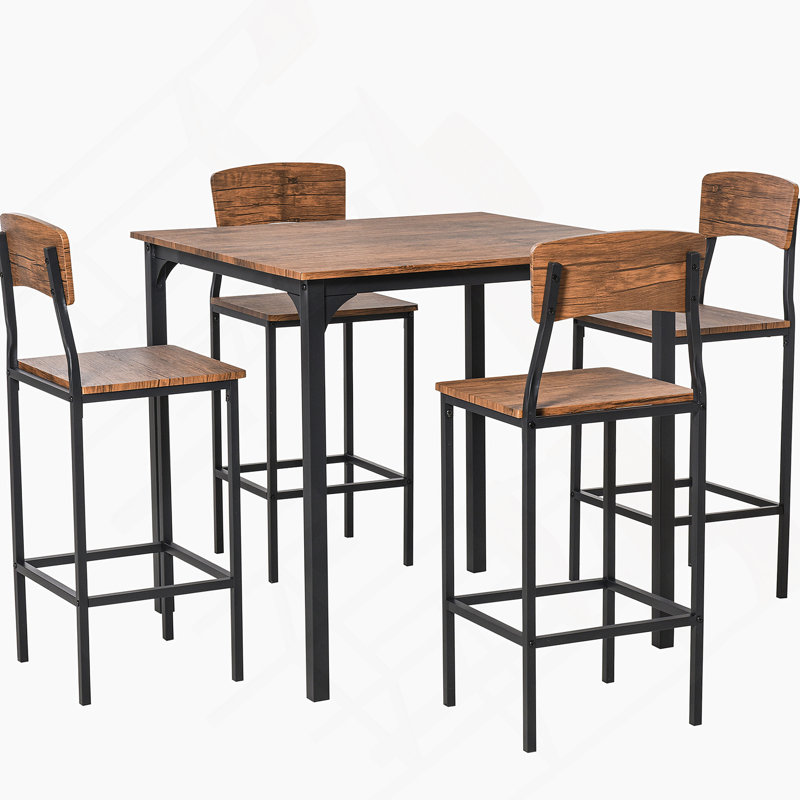 Ensemble de table de salle à manger 5 pièces, avec table fixe