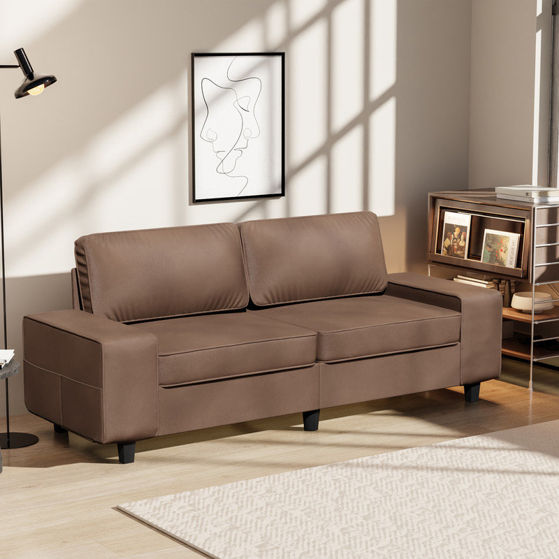 Canapé rembourré avec rangement, 3, Mélange de polyester brun  