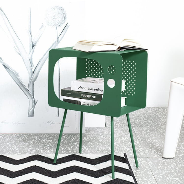 Stert Modern End Table In Television Shape Hollow Side Table, Green